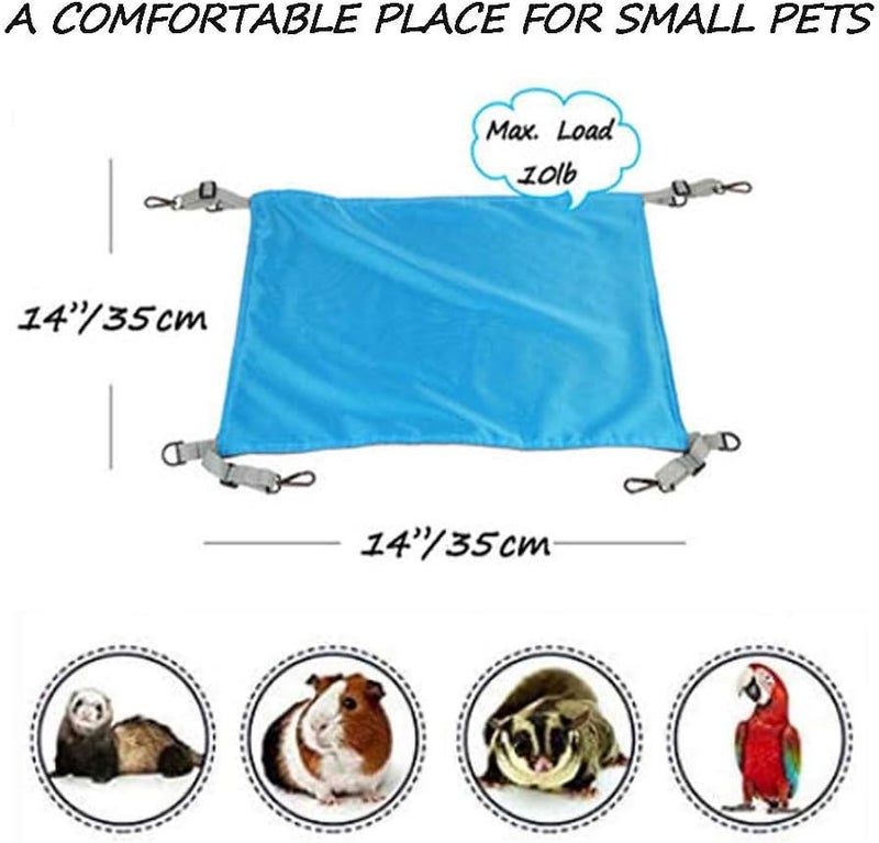 HOMEYA Small Animal Guinea-Pig Hanging Hammocks Bed Pet Cage Hammock for Ferret Cat Rat Chinchilla Hamster Cavy Degu Gerbil Rabbit Playing Cozy Activity Fun Toy (Guinea-Pig Size Light Blue) - Image 2